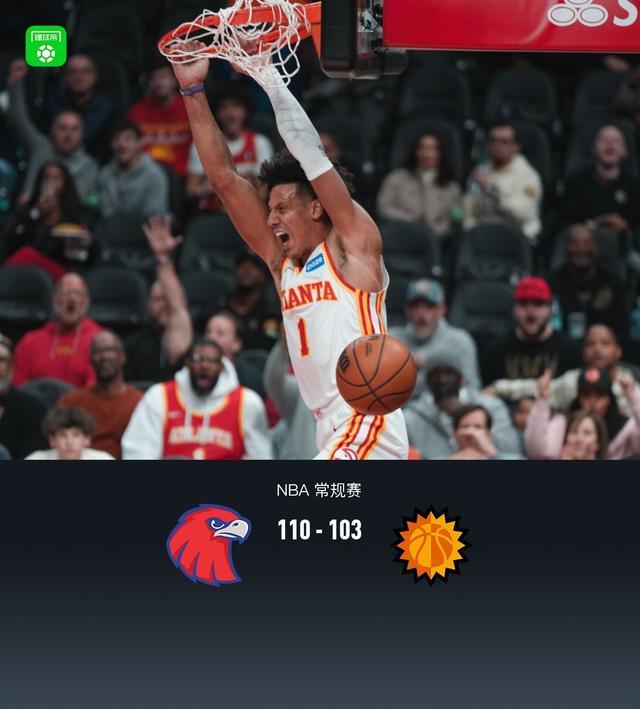 博鱼体育官方网站-老鹰110-103射落太阳,杰伦-约翰逊23+18+9,布克伤退砍31分